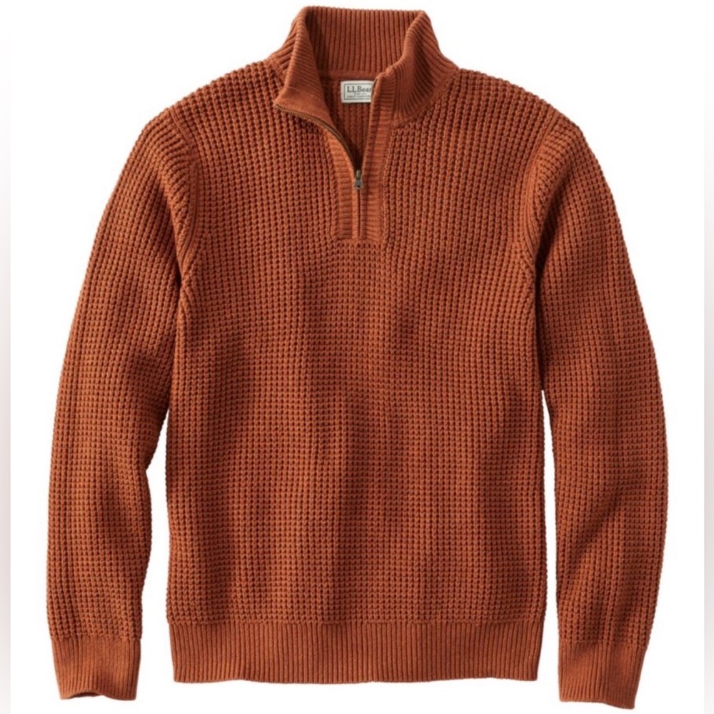 L.L. Bean Men’s Organic Cotton Waffle Sweater Full Zip